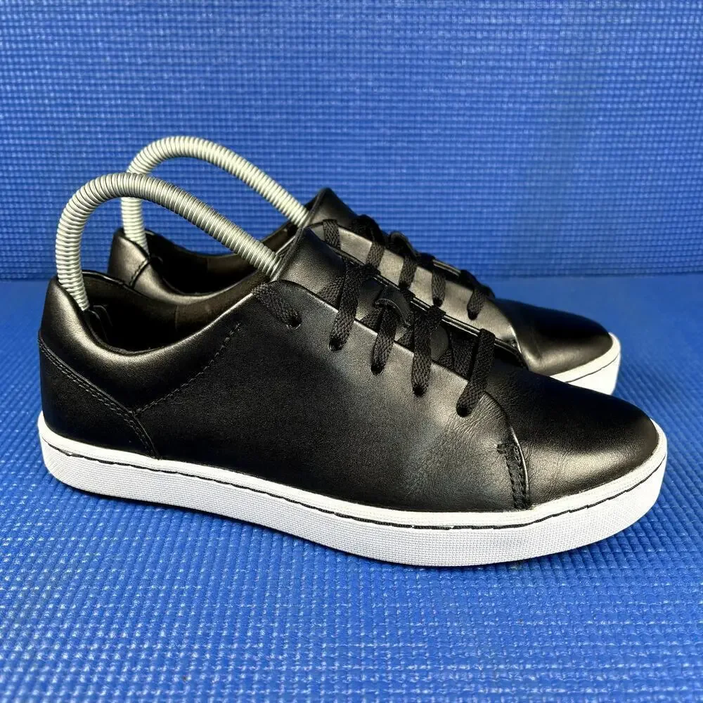 🔴 CLARKS PAWLEY SPRINGS Women`s Size 7 Black White Leather Comfort Shoes 13291